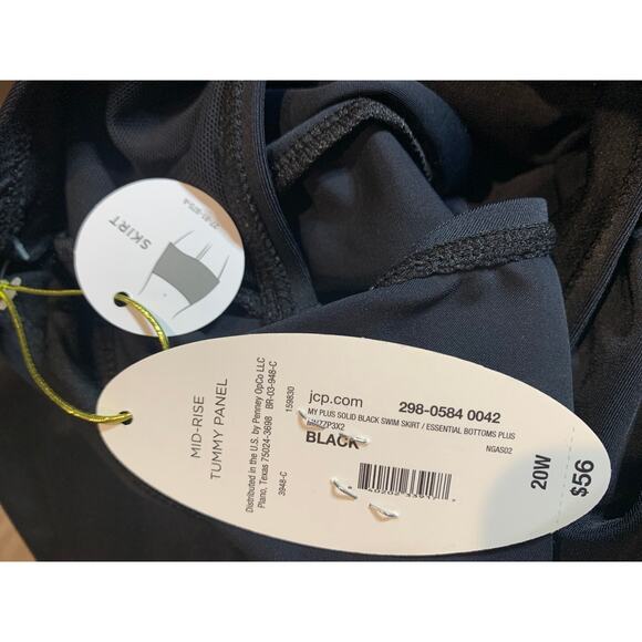 Mynah Swim Skirt Black Mid Rise Tummy Panel Plus Women's 20w NEW - Picture 5 of 6